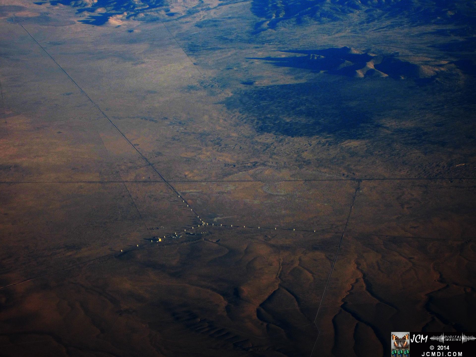 Aerial view of Karl G. Jansky Very Large Array (VLA) radio astronomy observatory from 34000 feet